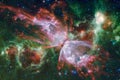 Beautiful nebula and bright stars in outer space, glowing mysterious universe Royalty Free Stock Photo