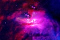 A beautiful nebula of different colors, with stars and galaxies. Elements of this image were furnished by NASA