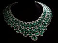 A sparkling string of emeralds draped elegantly around a neck created with Generative AI