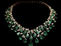 A sparkling string of emeralds draped elegantly around a neck created with Generative AI