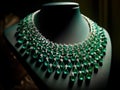 A sparkling string of emeralds draped elegantly around a neck created with Generative AI