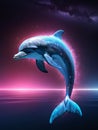 Beautiful neon dolphin silhouette Royalty Free Stock Photo