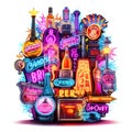 beautiful Neon signs clipart illustration