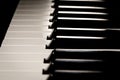 Beautiful new baby grand piano keyboard, ready to be played. Royalty Free Stock Photo