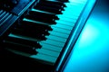 Beautiful new baby grand piano keyboard. Royalty Free Stock Photo