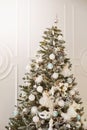 Beautiful new yaer tree. Bright xmas interior. Christmas decorations. Light decoration Royalty Free Stock Photo
