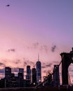 Beautiful New York City during pink and purple shaded sunset Royalty Free Stock Photo