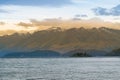 Beautiful New Zealand Wanaka lake sunset view