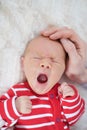Beautiful newborn baby yawns Royalty Free Stock Photo