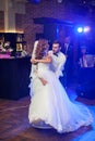 Beautiful newlywed couple first dance at wedding Royalty Free Stock Photo