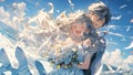 Beautiful newlywed happy couple togheter - Generative AI