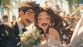 Beautiful newlywed happy couple togheter - Generative AI