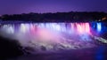 Beautiful Niagara Falls lit by colorful night lights Royalty Free Stock Photo