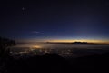 A beautiful night city view from campsite 7 mount Raung. Raung is the most challenging of all JavaÃ¢â¬â¢s mountain trails, also is