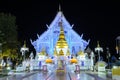 Beautiful night illuminated view of Thai temple