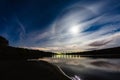 Beautiful night landscape with atmospheric phenomenon Halo