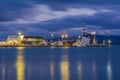 Night landscape - Burgas Sea Station Royalty Free Stock Photo