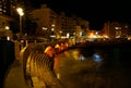 Beautiful night on the mediterranean coast in Malta. Royalty Free Stock Photo