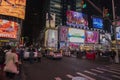 Beautiful night New York cityscape view. People on Time Square. New York. Royalty Free Stock Photo