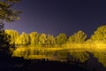 Beautiful Night Reflection on lake, Nightfishing Royalty Free Stock Photo