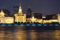 Beautiful night scene of the bund in Shanghai Puxi Royalty Free Stock Photo