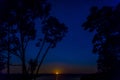 Beautiful night scene with moonshine over water