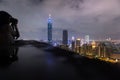 The beautiful night scene of Taipei, Taiwan city skyline Royalty Free Stock Photo
