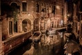 Beautiful night scenery of the canal and endless streets of Venice Royalty Free Stock Photo