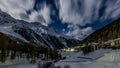 Beautiful night scenery of popular ski resort Solda Sulden Royalty Free Stock Photo