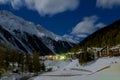 Beautiful night scenery of popular ski resort Solda Sulden Royalty Free Stock Photo