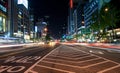 Beautiful night of Seoul road traffic, view on the busy intersection in Gangnam District.