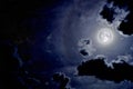 Beautiful night sky with clouds and full moon Royalty Free Stock Photo