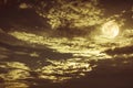 Beautiful night sky with dark cloudy. Some clouds overshadow the full moon Royalty Free Stock Photo