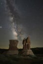 Milky Way Galaxy over Hoodoos in Devils Garden Royalty Free Stock Photo