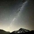 A beautiful night sky from a mountain peak, black and white wallpaper, generative ai Royalty Free Stock Photo