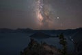 Milky Way Galaxy over Wizard Island and Crater Lake