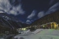 Beautiful night sky over popular ski resort Solda Sulden Royalty Free Stock Photo