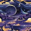 Beautiful night sky scene with organic, flowing forms and detailed patterns (tiled)