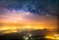 Beautiful Night Starry sky with Rising Milky Way over the mounta