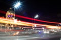 A beautiful night time lapse of a square in Belgrade. Cars passing.