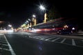 A beautiful night time lapse of a square in Belgrade. Cars passing.