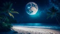 Beautiful night tropical beach.Generative AI. Royalty Free Stock Photo