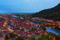 Beautiful night view of Alte Brucke in Heidelberg Royalty Free Stock Photo