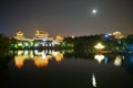 Bishan Xiuhu Lake Park with moon