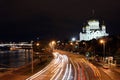 Beautiful Night View Cathedral of Jesus Christ the Saviour and M Royalty Free Stock Photo