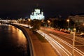 Beautiful Night View Cathedral of Jesus Christ the Saviour and M Royalty Free Stock Photo