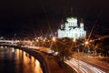 Beautiful Night View Cathedral of Jesus Christ the Saviour and M