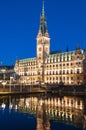 Beautiful night view of Hamburg city hall. Royalty Free Stock Photo