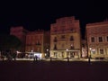 Beautiful night view of historic buildings in old district Monaco-Ville at Place du Palais in Principality of Monaco.