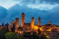 Beautiful night view of the medieval town San Gimignano Royalty Free Stock Photo